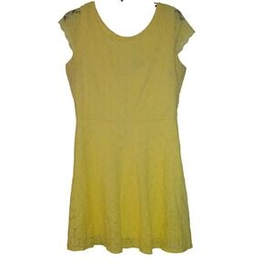 RN Studio by Ronni Nicole Yellow Lace Fit and Flare Skater Dress Size 16